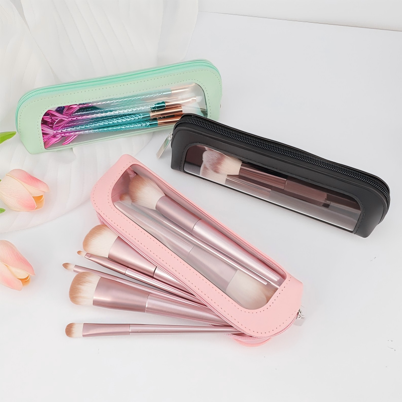 Travel Accessories Toiletries - Small Clear PU Leather Travel Makeup