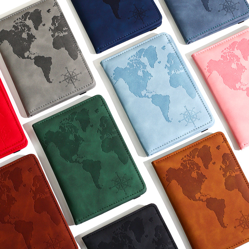 Qantas Travel Accessories - New Map Printed Passport Holder Leather