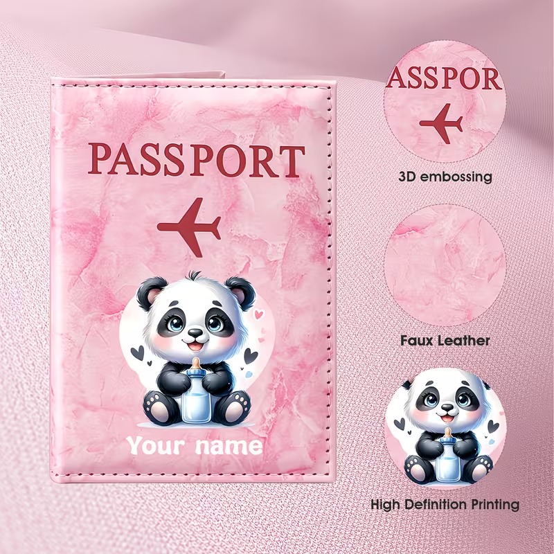 Travel Accessories Present - Personalized Name Custom Cute Panda Illustration