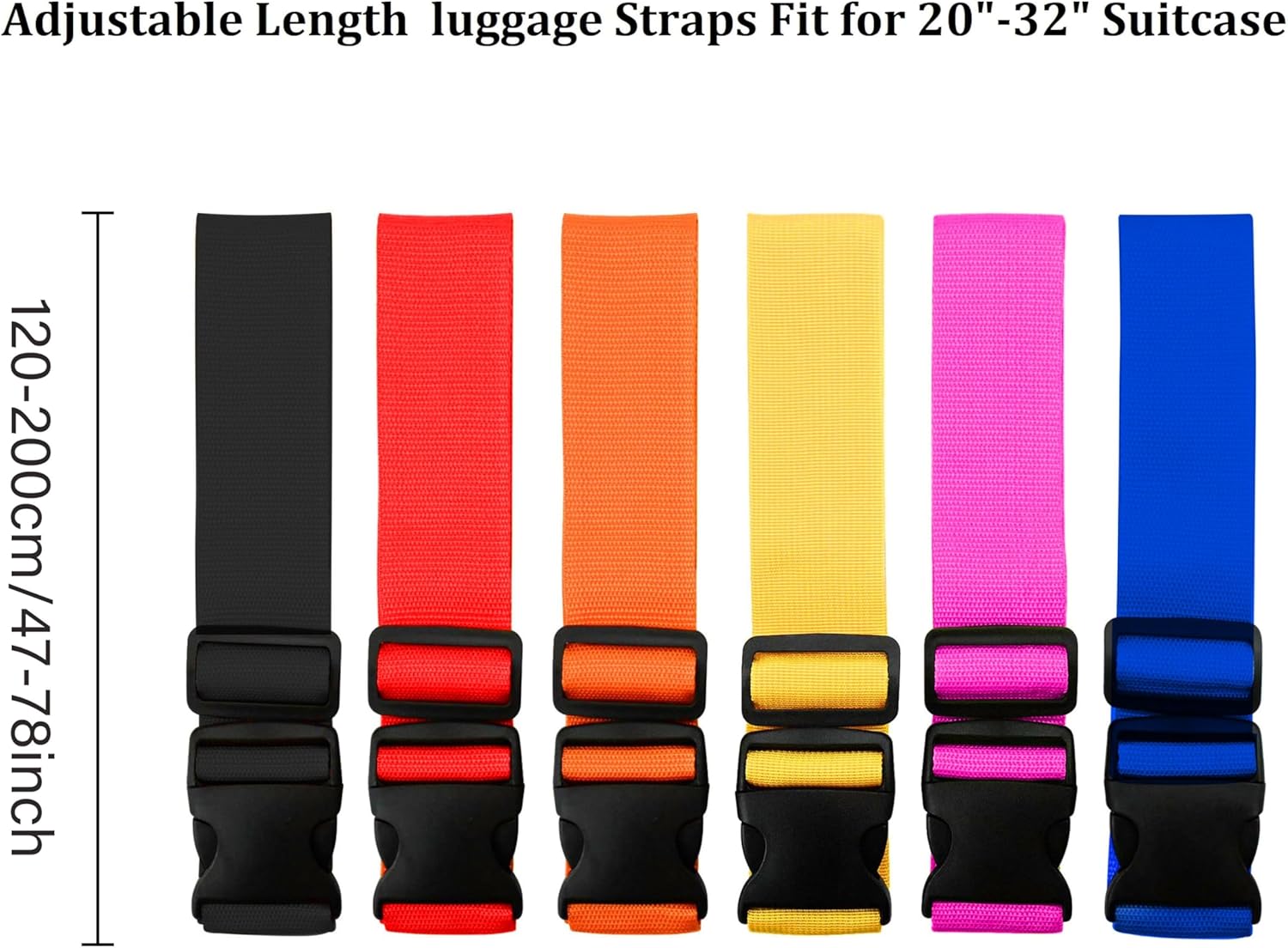 Travel Accessories Kit - Bright Color Adjustable Luggage Straps 2