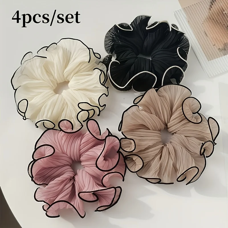 Travel Accessories Kit - 4Pcs/Set Elegant Fringed Fabric Scrunchies -