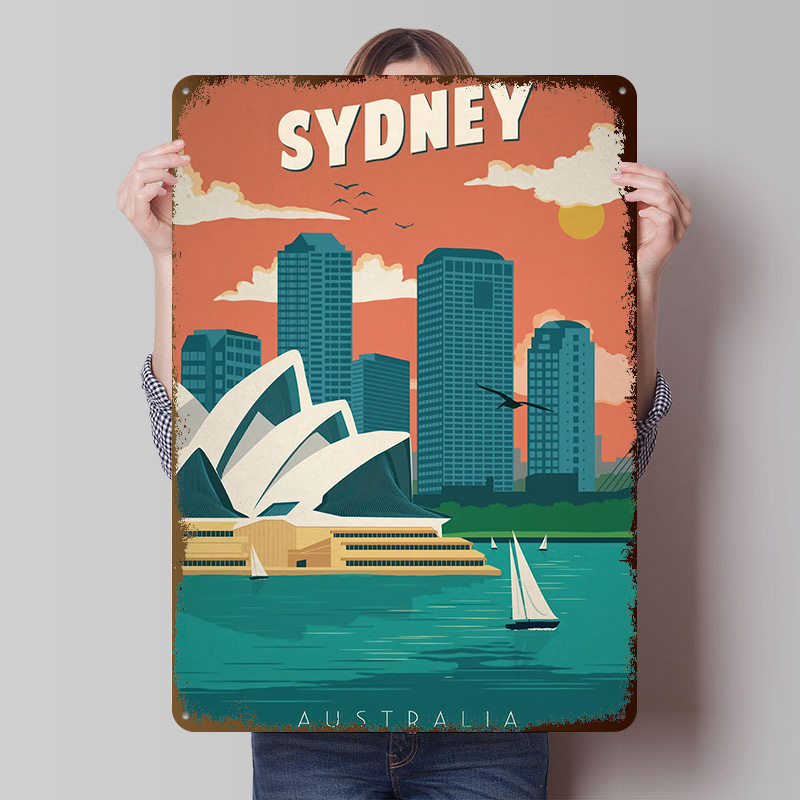 Travel Accessories Sydney - Sydney Travel Poster Customized Vintage Metal