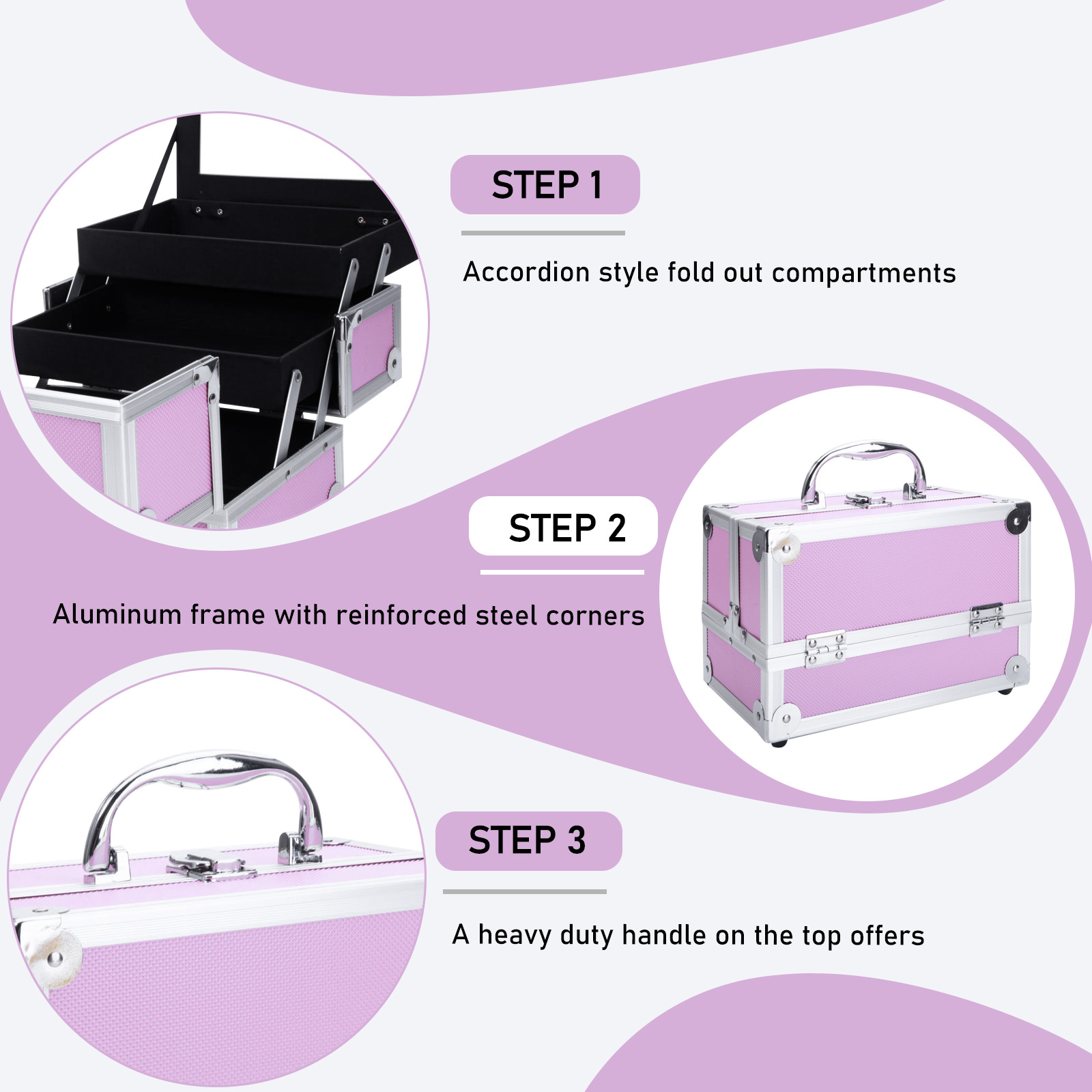 Pink Aluminum Alloy Makeup Cas - Travel Accessories Toiletries 评论和价格