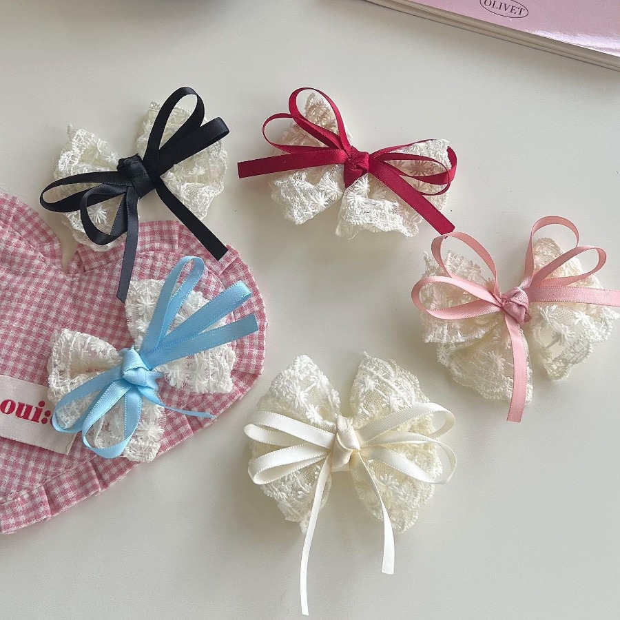 2pcs/set Cute Lace Bow Hair Cl - Travel Accessories Kit 评论和价格
