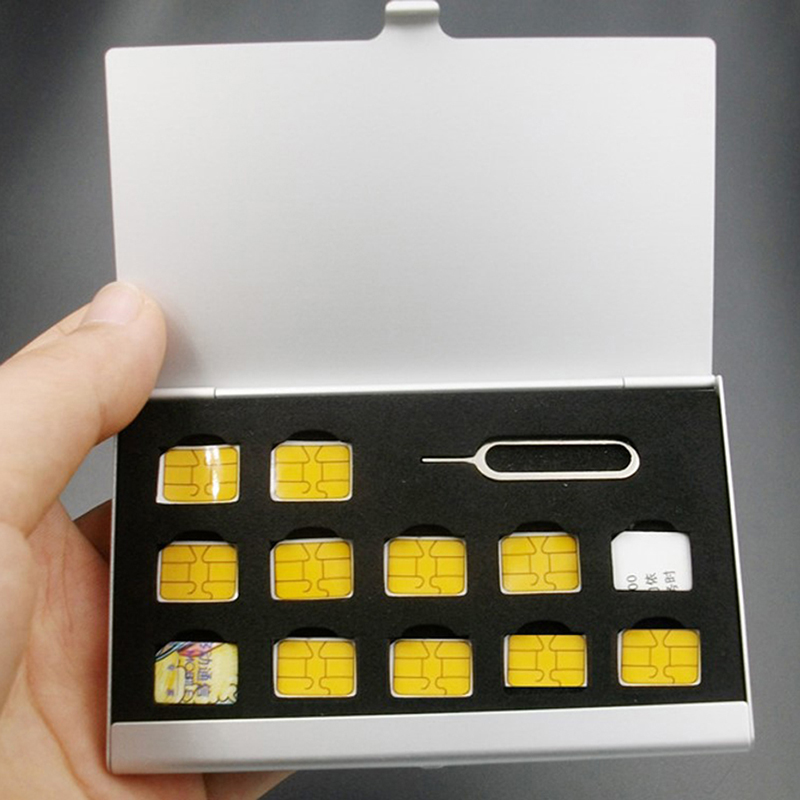 1PC 12-Slots-NANO+1-Slot-Card- - Sim Card Holder Case 评论和价格